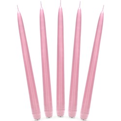 10x stuks Dinerkaarsen licht roze 24 cm - Dinerkaarsen