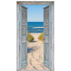 Tuindoek deur strand 170x90cm bruin
