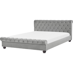 AVALLON  - Tweepersoonsbed - Lichtgrijs - 180 x 200 cm - Fluweel