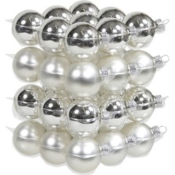 36x Zilveren glazen kerstballen 4 cm mat/glans - Kerstbal