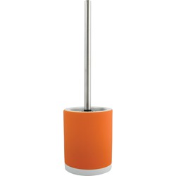 MSV Shine Toilet/wc-borstel houder - keramiek/metaal - oranje - 38 cm - Toiletborstels