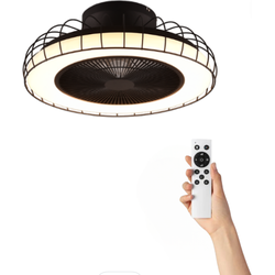 Plafondventilator Jahfier met verlichting - Ø52cm - 3 snelheden - Afstandsbediening -  Zwart