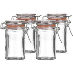 Urban Living Voorraadpotje/kruidenpotje - 4x - mini - 70 ml - glas - met beugelsluiting - Voorraadpot