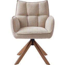 Eetkamerstoel Linnen/Eikenhout - 59x65x86cm - Marilla - Set van 2