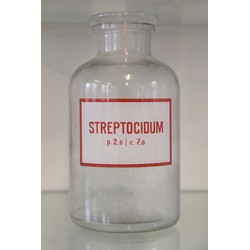 Vintage glazen apothekerspot L-Streptocidum