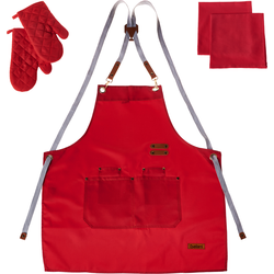 Beliani BRASSICA - Keukentextielset-Rood-Polyester