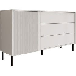 Meubella - Dressoir Margareth - Wit - 145 cm - 3 lades