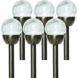 Lumineo Prikspotjes - 6 stuks - bollen - LED - RVS - solar - Prikspotjes