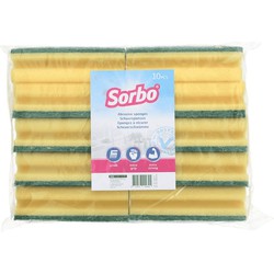 20x Schoonmaakspons / schuurspons viscose met groene schuurlaag 14 x 7 x 4,5 cm - Schuursponzen