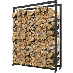 4goodz Outsunny Houtopslag 120 cm Houtrek met Wielen - Zwart
