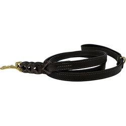 SAZZZ HONDENRIEM PASSION BRAIDED CLASSIC LEER DONKER BRUIN 135X1,5 CM