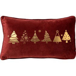 Textino TREES - Kussenhoes 30x50 cm - Kerst - Biking red - rood - Textino