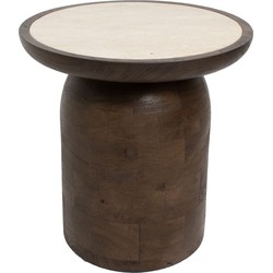 Bijzettafel Bruin - Travertin - 40cm - Tafel Aletta