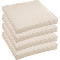 4x Stuks Stoelkussens voor binnen en buiten - beige - 40 x 40 x 4 cm - tuinstoelkussens