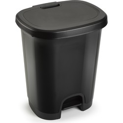 Kunststof afvalemmers/vuilnisemmers zwart 18 liter met pedaal - Pedaalemmers
