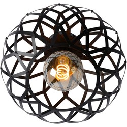 Zwarte industriële, druk, strakke plafondlamp 30 cm E27