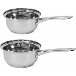 Set van 2x Rvs steelpannen/sauspannen London 16 en 14 cm - Steelpannen