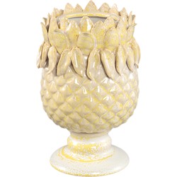 PTMD Tamiah Yellow ceramic pineapple shaped pot on base