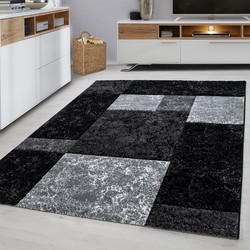 Tapijtenloods Basic Collection Modern Vloerkleed Zwart / Grijs Laagpolig- 80x300 CM