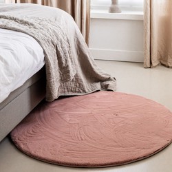 Rond Zacht Hoogpolig Vloerkleed Lux Oud Roze - Polyester - Rond 200 Ø - (L)