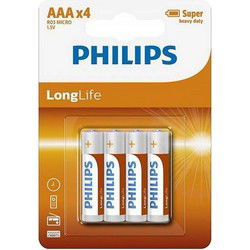 Philips R03 Longlife AAA Batterij 4 Stuks