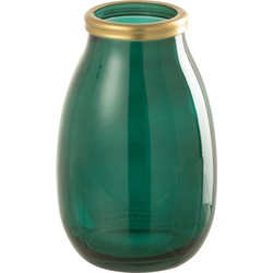 J-line - Vaas Goud Boord Glas Groen Small - 18x18x28cm