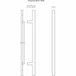 Deurgreep Marita - staal - 192 mm - Modern - Handgreep - Kastgreep - Ladegreep