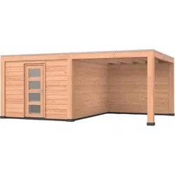Douglas overkapping, 600 x 400 cm, met schuur en achterwand, Westwood Robuust