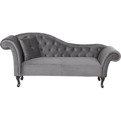 Beliani LATTES - Chaise longue-Grijs-Fluweel