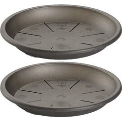 2x stuks opvangschaal Plantenpot antraciet rond 36 cm - Plantenpotten