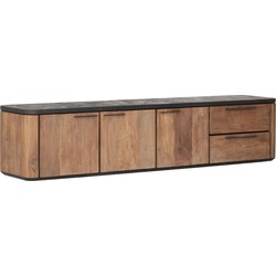DTP Home Hanging TV stand Soho medium, 3 doors, 2 drawers,42x190x40 cm, recycled teakwood and mortex