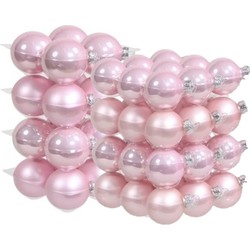 52x stuks roze glazen kerstballen 6 en 8 cm mat/glans - Kerstbal
