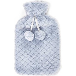 Giftdecor Warmwater kruik - 1.8 liter - hoes in het blauw/grijs - winter kruiken - Kruiken