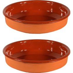 2x Terracotta tapas borden/schalen 28 cm - Snack en tapasschalen