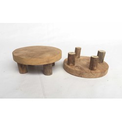 Plateau teak naturel d15h6 cm - Van der Leeden