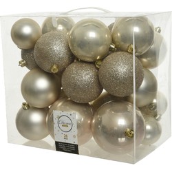 Decoris Kerstballen - 26x st - champagne - 6-8-10 cm - kunststof - Kerstbal