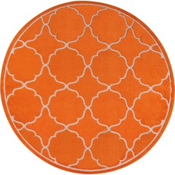 Berlin Outdoor - Vloerkleed Binnen en Buiten - Laagpolig Tapijt Tuin - Oranje- 150 CM ROND