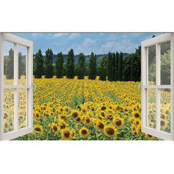 Tuindoek raam zonnebloemen 210x140cm
