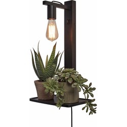 Wandlamp Flores - Bamboe Zwart - 30x18x52cm