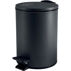 Spirella Pedaalemmer Cannes - zwart - 5 liter - metaal - L20 x H27 cm - soft-close - toilet/badkamer - Pedaalemmers