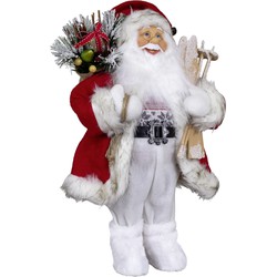 Kerstman beeld - H45 cm - rood - staand - kerstpop - Kerstman pop