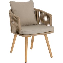 Kave Home - Hemlice stoel in beige touw met massieve acacia poten FSC 100%