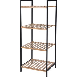 Bamboe houten badkamer handdoekenkastje/trolley 95 cm - Badkamerkastjes