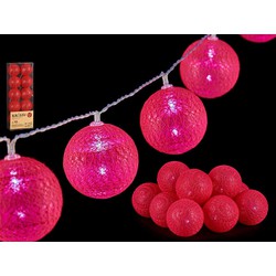 Krist+ verlichting snoer - 10 bollen - fuchsia roze - 150 cm - batterij - Lichtsnoeren