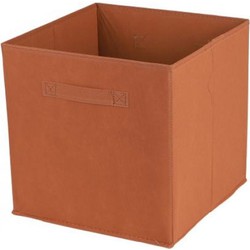 Urban Living Opbergmand/kastmand Square Box - karton/kunststof - 29 liter - oranje - 31 x 31 x 31 cm - Opbergmanden