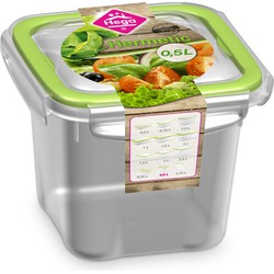 12x Voedsel plastic bewaarbakje 0,5 liter transparant/groen - Vershoudbakjes