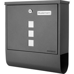 Design Brievenbus met krantenset antraciet afm. 30,5x8,5x33,5cm