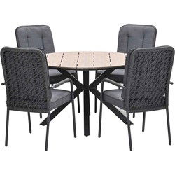 Garden Impressions Aleria tuinset 5-delig - Tulli tuintafel Ø122x75 cm - light teak vironwood