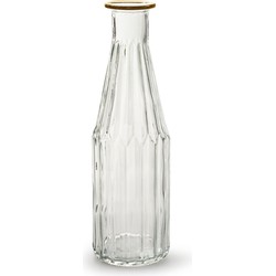 Jodeco Bloemenvaas Marseille - Fles model - glas - transparant/goud - H25 x D7 cm - Vazen