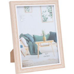 Fotolijstje - hout - beige - geschikt voor foto van 13 x 18 cm - Fotolijsten